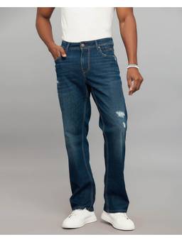 ROOKIES - Blue Midrise Comfort And Straight Fit Stretch Jeans