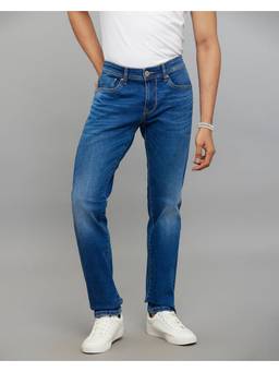 ROOKIES - Blue Mid-Rise Slim Straight Fit Classic Stretch Jeans