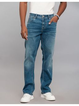 ROOKIES - Blue Midrise Comfort And Straight Fit Stretch Jeans