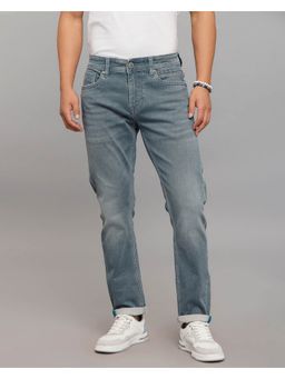 ROOKIES - Blue Low-Rise Tapered Ankle Length Knit Denim Jeans