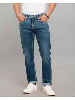 ROOKIES - Blue Low-Rise Tapered Ankle Length Stretch Jeans