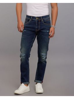 ROOKIES - Blue Low-Rise Tapered Ankle Length Stretch Jeans