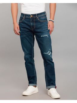 ROOKIES - Blue Low-Rise Tapered Ankle Length Stretch Jeans