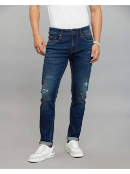 ROOKIES - Blue Low-Rise Tapered Ankle Length Stretch Jeans