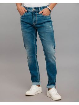 ROOKIES - Blue Low-Rise Tapered Ankle Length Stretch Jeans