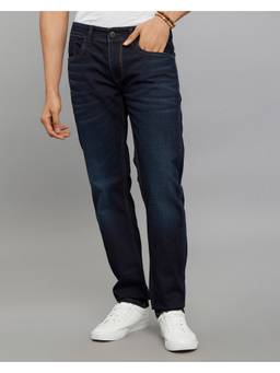 ROOKIES - Blue Mid-Rise Slim Straight Fit Knit Stretch Jeans