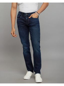 ROOKIES - Blue Mid-Rise Slim Straight Fit Stretch Jeans