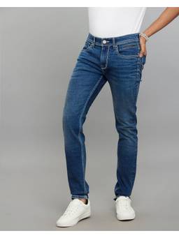 ROOKIES - Blue Mid-Rise Slim Straight Fit Stretch Jeans