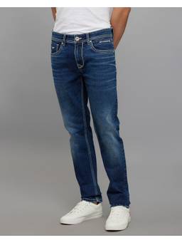 ROOKIES - Blue Mid-Rise Slim Straight Fit Stretch Jeans