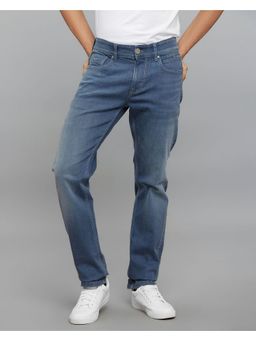 ROOKIES - Blue Mid-Rise Slim Straight Fit Stretch Jeans
