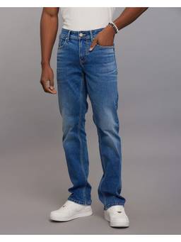 ROOKIES - Blue Mid Rise Loose Boot Leg Stretch Jeans