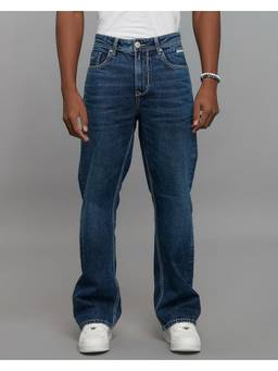 ROOKIES - Blue Midrise Loose Fit Stretch Jeans