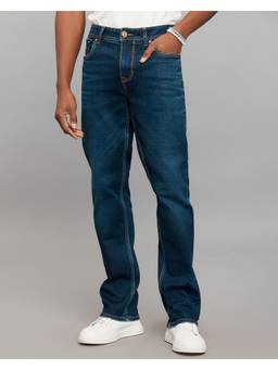 ROOKIES - Blue Midrise Comfort And Straight Fit Stretch Jeans