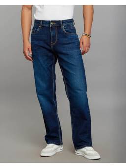ROOKIES - Blue Cropped Mid Rise Comfort and Straight Fit Stretch Jeans