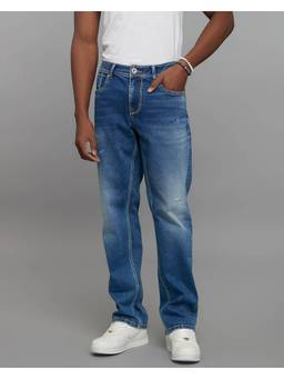 ROOKIES - Blue Midrise Comfort And Straight Fit Stretch Jeans