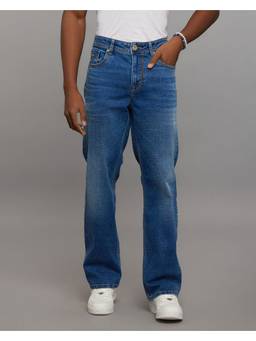 ROOKIES - Blue Midrise Loose Fit Stretch Jeans
