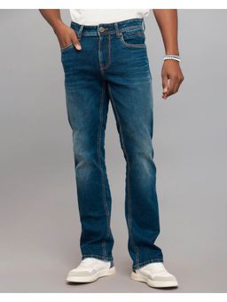 ROOKIES - Blue Mid Rise Loose Boot Leg Stretch Jeans