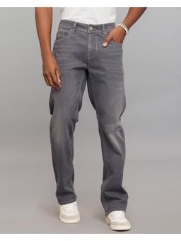 ROOKIES - Grey Midrise Comfort And Straight Fit Stretch Jeans