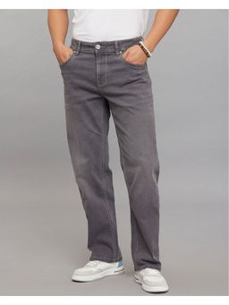 ROOKIES - Grey Cropped Mid Rise Comfort and Straight Fit Stretch Jeans