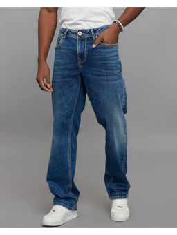 ROOKIES - Blue Midrise Comfort And Straight Fit Stretch Jeans