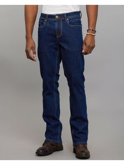 ROOKIES - Blue Mid Rise Loose Boot Leg Stretch Jeans