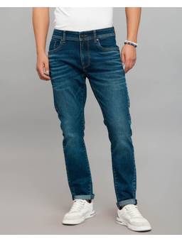 ROOKIES - Blue Low-Rise Tapered Ankle Length Classic Stretch Jeans