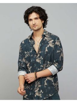 ROOKIES - Viscose Rayon Blue Printed Shirt