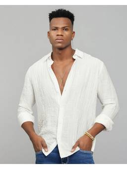 ROOKIES - Polyester White Embroidered Shirt