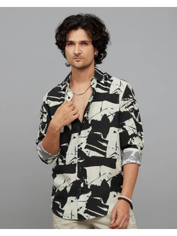 ROOKIES - Viscose Rayon Black Printed Shirt