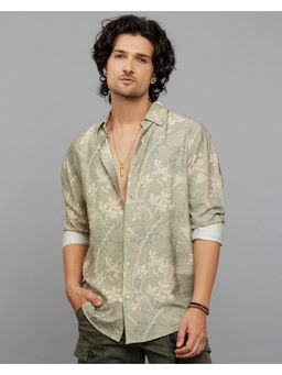 ROOKIES - Viscose Rayon Green Floral Shirt