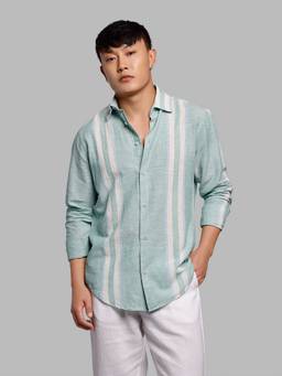 ROOKIES - Cotton Blend Green Stripes Shirt