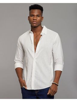 ROOKIES - Men Viscose Rayon White Stripes Shirt