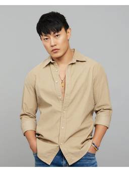 ROOKIES - Cotton Khaki Solid Shirt