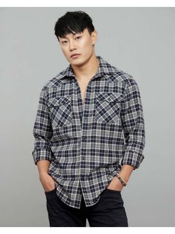ROOKIES - Polyester Navy Blue Checks Shirt