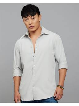 ROOKIES - Polyester Silver Textured Shirt