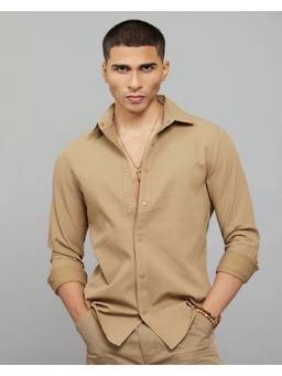 ROOKIES - Polyester Khaki Textured Shirt