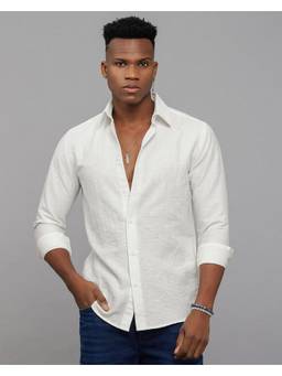 ROOKIES - Polyester White Textured Shirt