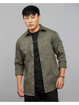 ROOKIES - Cotton Blend Solid Green Shirt