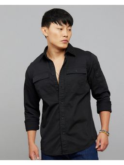 ROOKIES - Cotton Blend Black Solid Shirt