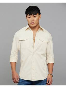 ROOKIES - Cotton Blend Cream Solid Shirt