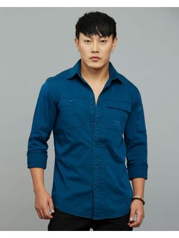 ROOKIES - Cotton Blend Blue Solid Shirt