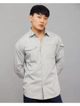 ROOKIES - Cotton Blend Grey Solid Shirt