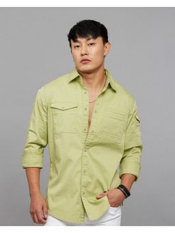 ROOKIES - Cotton Blend Green Solid Shirt