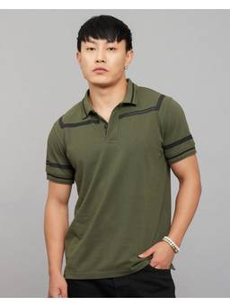 ROOKIES - Military Green Half Sleeves Pique Polo T-Shirt