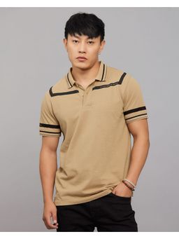 ROOKIES - Beige Half Sleeves Pique Polo T-Shirt