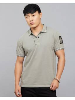 ROOKIES - Grey Half Sleeves Pique Polo T-Shirt