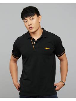 ROOKIES - Black Half Sleeves Pique Polo T-Shirt