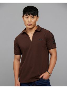 ROOKIES - Brown Half Sleeves Pique Polo T-Shirt