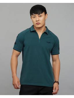ROOKIES - Teal Half Sleeves Pique Polo T-Shirt