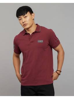 ROOKIES - Maroon Half Sleeves Pique Polo T-Shirt